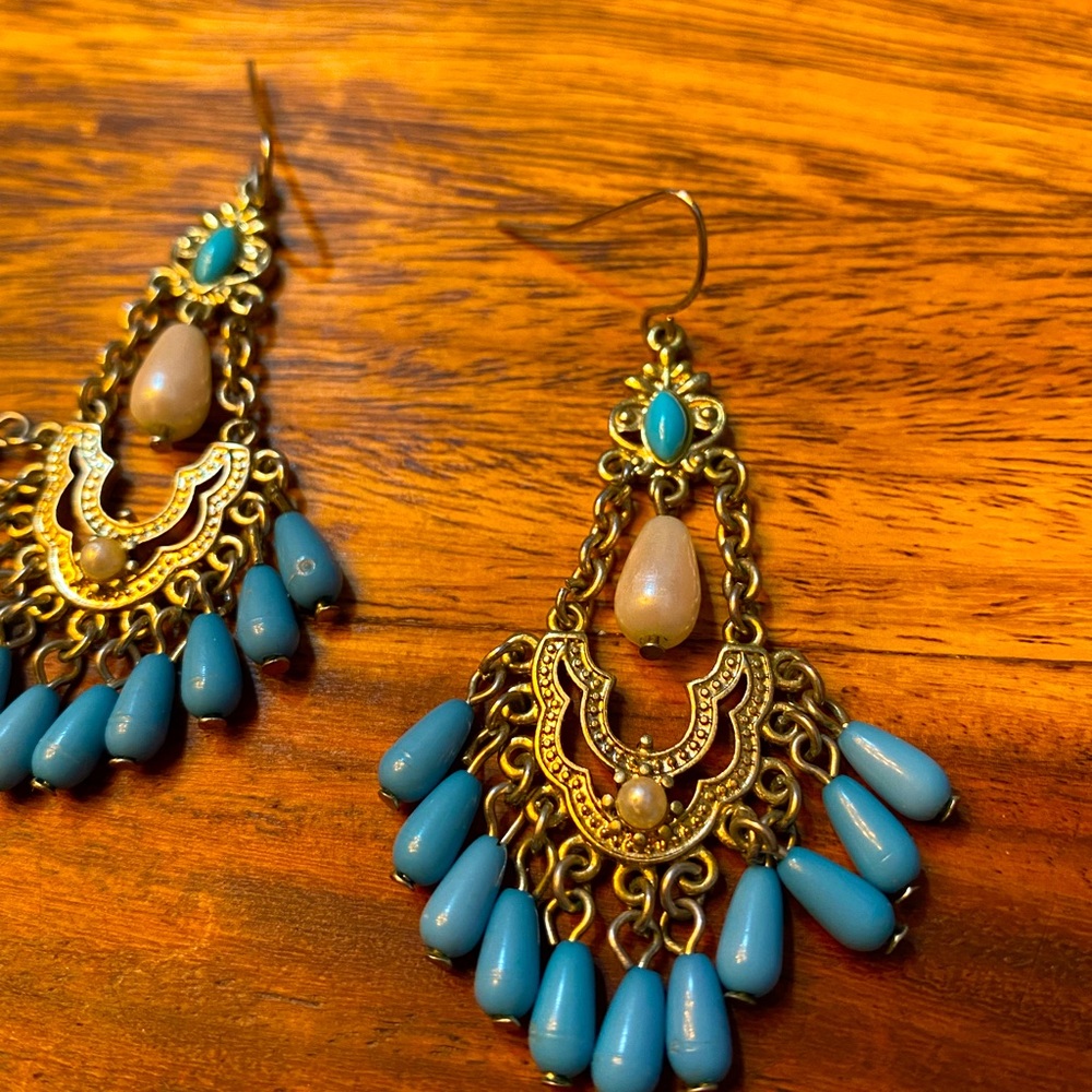Turquoise statement earrings - Picture 2 of 2